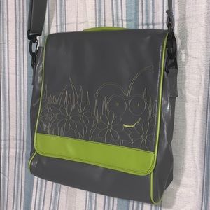 Cricut messenger bag pleather grey and green